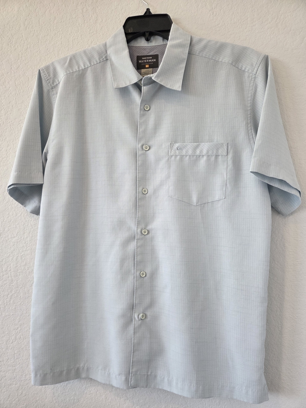 Quiksilver Waterman Collection men's button-down Blue shirt Medium AQMWT03106